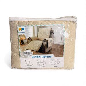 YUEANG Recliner Slipcover – Beige Quilted Furniture Protector – 1 Seater